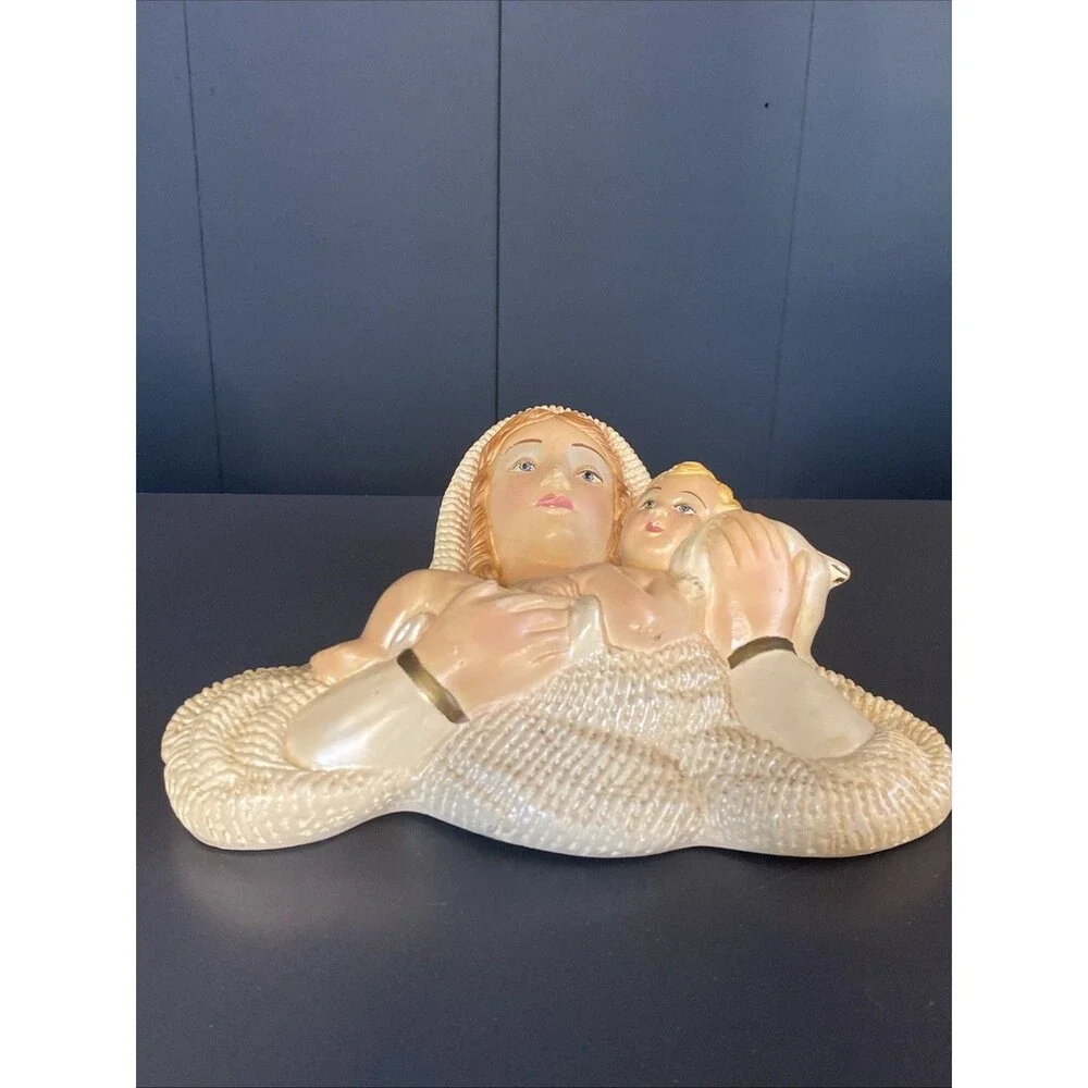 Vintage Virgin Mary Madonna Baby Jesus Wall Hanging Chalk Ware Religious 9